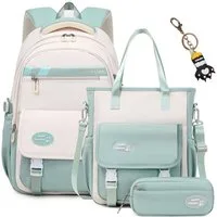 Mutig Schulrucksack Schulrucksack Teenager,Schulranzen-Set 3-teilig,große Kapazität (Wasserdicht Schulranzen,Unisex Geeignet für Mittelstufe-Universität, Mit Anhänger für jugendliche zum Schulbesuch,Einkaufen,Camping usw), Mit ergonomischem Design zu