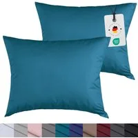 Carpe Sonno Kissenbezug 40x40 40x80 80x80 80x40 2er Set Kissenhülle Mikrofaser Kissenbezug, (2 Stück), Kopfkissenbezug 40 x 40 cm, Uni Petrol einfarbig