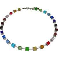 traumschmuck Collier 229. Würfelkette Halskette Cube rot rosa, grün blau gelb lila türkis (incl. Schmuckbox), handgefertigt, Made in Germany