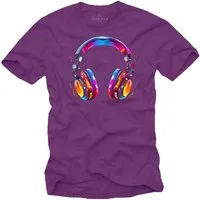 MAKAYA Print-Shirt mit Kopfhörer Motiv Jungen Kinder Herren Männer Musik Geschenke (Schwarz, Blau, Grau, Grün, Lila, S, M, L, XL, XXL, 3XL, 4XL, 5XL) Baumwolle