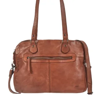 Bear Design Umhängetasche Damen Leder Lieke – 2 Fächer | Cow Lavato cognac braun