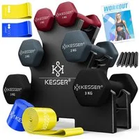 KESSER Hantel-Set, (12 kg Set 2 x (1+2+3), Kurzhantel Gymnastikhanteln mit Ständer Aufbewahrung