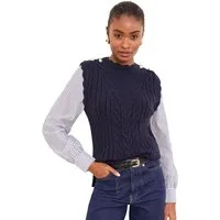 LIPSY Strickpullover Lipsy Strickpullover-Hemd-Hybrid mit Zopfmuster (1-tlg)
