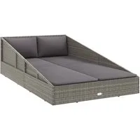 vidaXL Bett Gartenbett Grau 110x200 cm Poly Rattan