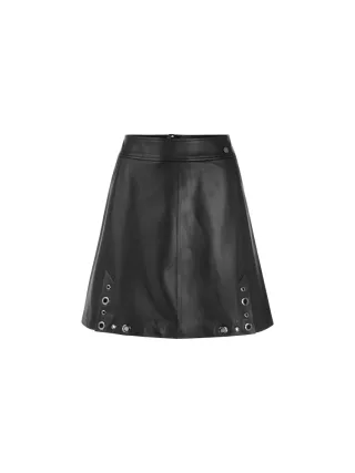 Marc Cain Collections - Mini-Lederrock mit Nieten-Details black new - Gr. - 38