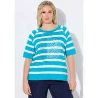 Ulla Popken T-Shirt Shirt Ringel Zitrusmotiv Rundhals Halbarm