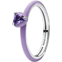Pandora Solitärring Damen-Silber Lilafarbenes Chakra Herz
