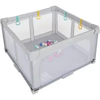 COSTWAY Laufstall faltbar, 127*127cm, mit 50 Bälle & Tragetasche, für Baby