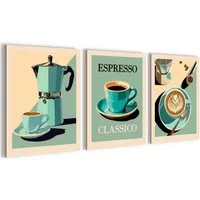 Novart Wandbild Küchenbilder Kaffee Retro Bilder Küche Esszimmer Cafe Bar Deko, made in Germany, moderne Wandbilder, Küche