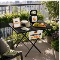 Onbest Klapptisch Balkontisch mit Holzoptik klappbar, 61x74x56cm (B x H x T), Stahlgestell, bis 80 kg
