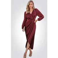 Cupshe Midikleid Langärmliges Langarmshirt mit V-Ausschnitt und Taillenschlitz