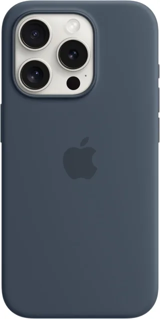 Apple Silikon Case mit MagSafe [für iPhone 15 Pro] sturmblau