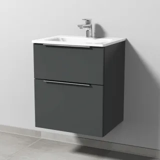 Sanipa 3way Glas-Set Glas-Waschtisch und Unterbau mit 2 Auszügen, Anthrazit-Matt UM20022