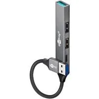 Slim 4-Port USB-Hub, USB-A auf USB-C/USB-A, USB 3.2 Gen 1 grau