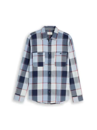 Tom Tailor - Regular Fit Hemd im Washed-Look blue big check - Gr. - XXXL