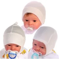 La Bortini Erstlingsmütze Babymützen 3er Pack Creme Erstlingsmütze Baby aus Baumwolle, uni 32 34 36 38 40 42 44