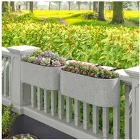 Outsunny Blumentopf mit Ablaufsystem, Loch, Haken (Pflanzkübel, 2 St., Pflanztopf), für Tomaten Blumen Garten Balkon Hellgrau