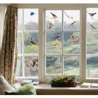 Komar Fensterbild Vögel, birds, 12 schöne, verspielte Motive, Design Frühling, Sticker für Fenster oder Spiegel, selbsthaftend und wiederverwendbar