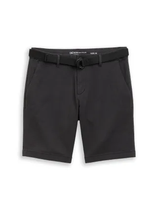 Denim Tom Tailor - TTREGULAR Chino Shorts mit Gürtel black tonal twill structure - Gr. - S