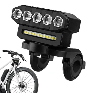Cansses 2000mAh Battery Bike Headlight 5 Large LED Beads Type-C Charging 6 Light Modes Waterproof Bicycle Front Light fo
