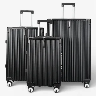 Schwarzer Hardshell-Doppel-4-Rad-ABS-Gepäckwagen Hartschalen-Koffer-Set