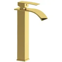 Lomadox Waschtischarmatur FAUCET-140 Edelstahl Waschbeckenarmatur 30,5 cm hoch in Goldfarben, glänzend