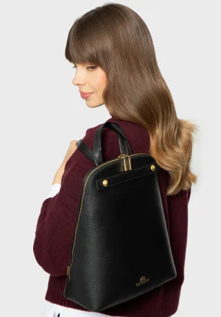 Wittchen Damen-Lederrucksack, trapezförmig, Schwarz, Naturleder
