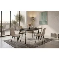 B&D home Essgruppe Mara & Vicka, (Set, 5-tlg., 1 Tisch / 4 Stühle), Esstisch ausziehbar bis 160cm für 4-6 Personen, Stühle in Samtstoff