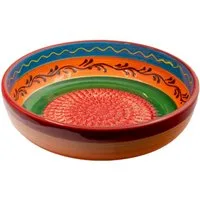 Kaladia Multireibe kleine Reibeschüssel in Rot/Orange/Grün - ca. 19 x 5 cm - Zutatenreibe, Keramik, handbemalte Küchenreibe auch als Serviergefäß nutzbar - Made in Spain