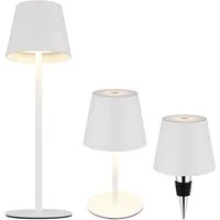 GLOBO LIGHTING LED Außen-Tischleuchte, LED-Leuchtmittel fest verbaut, Kaltweiß, Warmweiß, Neutralweiß, Tageslichtweiß, Farbwechsel, Tischleuchte Flaschenaufsatz Außenlampe LED Akku CCT Touchdimmer weiß