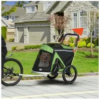 PawHut Fahrradhundeanhänger Hundeanhänger Hundebuggy mit Sicherheitsleine, Reflektoren, für Mittelgroße Hunde bis 20 kg, Oxford, Grün