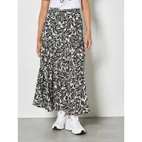 Apricot Midirock Midi-Rock mit Blattprint und Stufen