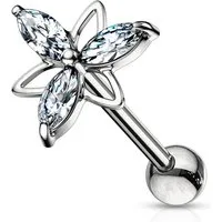 viva-adorno Piercing-Set Knorpel Piercing Cartilage Ohrpiercing Helix Piercing Kristall Blüte, Zirkonia Blume Stecker 316L Chirurgenstahl