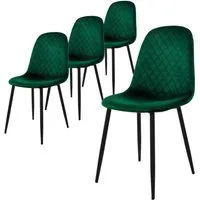 ML-DESIGN Stuhl Esszimmerstuhl mit Rückenlehne, Polsterstuhl mit Metallbeinen (4 St), Wohnzimmerstuhl ergonomisch Dunkelgrün mit Samtbezug Küchenstuhl