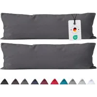 Carpe Sonno Seitenschläferkissenbezug 40x145 Baumwolle Seitenschläfer Kissenbezug Kissenhülle Bezug, (2 Stück), Seitenschläferkissenbezug 145 x 40 cm Stillkissenbezug Anthrazit