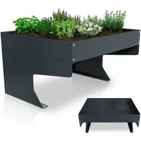 Juskys Mähroboter-Garage, BxTxH: 60x70x37 cm, für Garten, mit Pflanzkasten, Schutz vor Witterung, verzinkter Stahl, langlebig