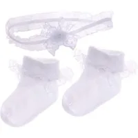La Bortini Socken Socken Socken und Stirnband für Baby Kinder Strümpfe Rüschen elastisch, weiß, festlich, 44 50 56 62 68 74 80 86 92 98 104 110 116