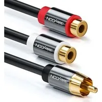 deleyCON deleyCON 0,2m Cinch Y-Adapter Kabel für Subwoofer 1xStecker zu Audio- & Video-Kabel