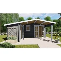 Finn Art Blockhaus Gartenhaus 5x5m Holz Schweden 33 in 28mm Wandstärke, BxT: 510x480 cm, mit 28 mm Fußboden, mit Premium Dachbahn selbstklebend