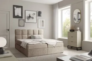 Boxspringbett Schlafzimmerbett PAROZO 180x200cm Stoff Coral Beige