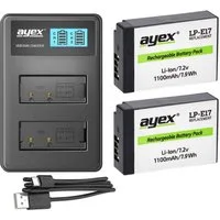 ayex 2x LP-E17 Akku + USB Dual Ladegerät Kamera-Akku