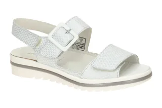 Waldl?ufer 351013 HAKURA Damen Sandale Wei? Silber Extra Weit Klett Keilabsatz