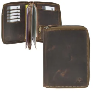 Greenburry Ausweisetui Leder 13x17cm mit Reißverschluss "Vintage" antikbraun