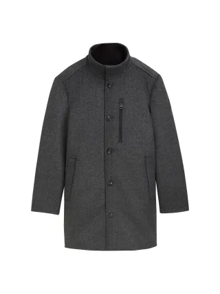 Tom Tailor - 2-in-1 Mantel mit Wolle dark grey black herringbone - Gr. - L