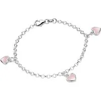 Materia Armkette Kinderarmband Herzen Rosa Emaille SA-100, 925 Sterling Silber