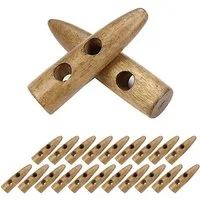 maDDma Knopf 20 x Knebelknopf Holz Triangle, 30 mm beige
