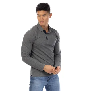 Peter Werth - "Glasby" Poloshirt für Herren, Langärmlig (Dunkelgrau Marl)