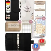 BeginnerBudget Ringbuchkalender Budget Planner & Haushaltsbuch Starter-Set: Sparbuch & Spar-Challenges, Sparen mit Umschlagmethode + Anleitung - Ringbuch - Binder A6