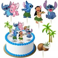 Festivalartikel Tortenstecker Lilo & Stitch Topper Set 6 Stk Geburstag Torten Deko Kuchen Junge