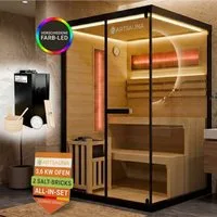 Artsauna Sauna Vantaa 120, BxTxH: 120 x 120 x 200 cm, 5 mm, 2 große Salzsteine, Ambientebeleuchtung, inkl. Ofen und Saunasteine